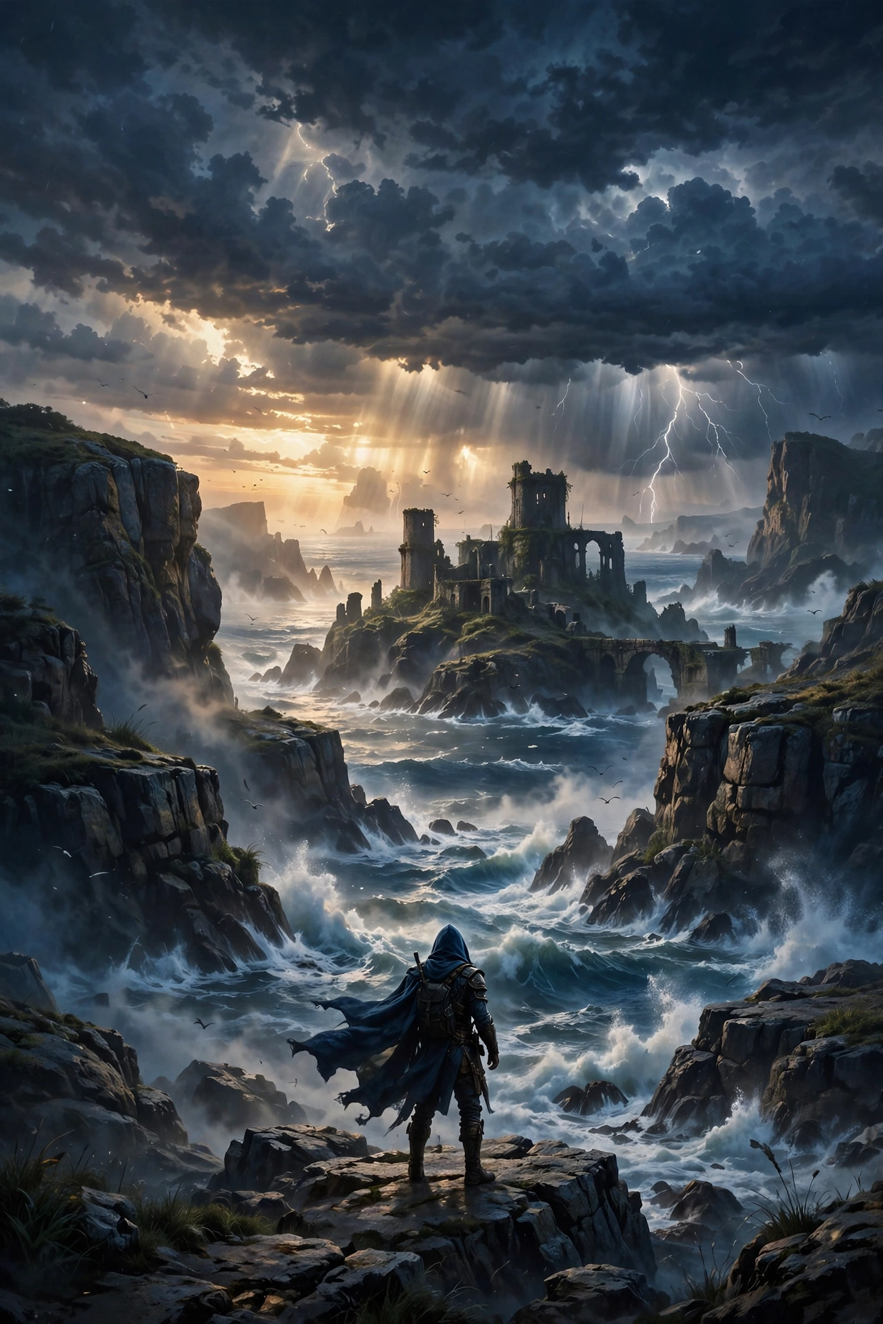 Original cinematic artwork of a dramatic coast